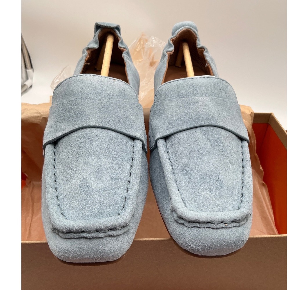 Gentle Souls Kenneth Cole Sophie Light Blue Suede Square Toe Loafers Mens 5